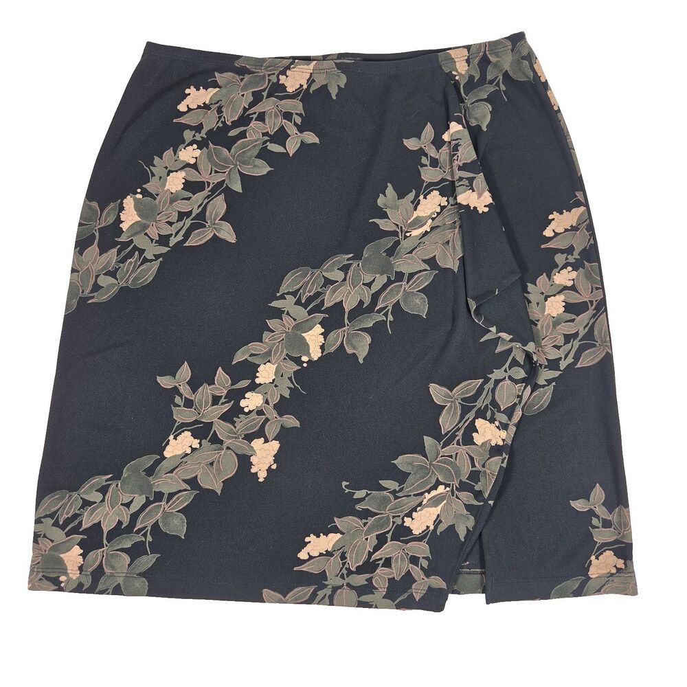 BCBGMAXAZRIA Essentials Women's Large Floral Mini Skirt Black Green Pink BCBG